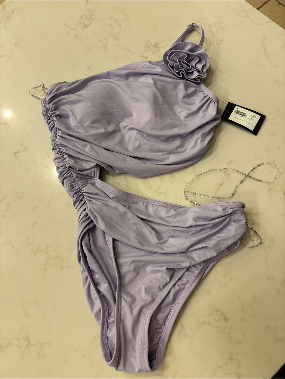 kate spade Lavender One-Shoulder Ruffle Bikini Set - Picture 2 of 8